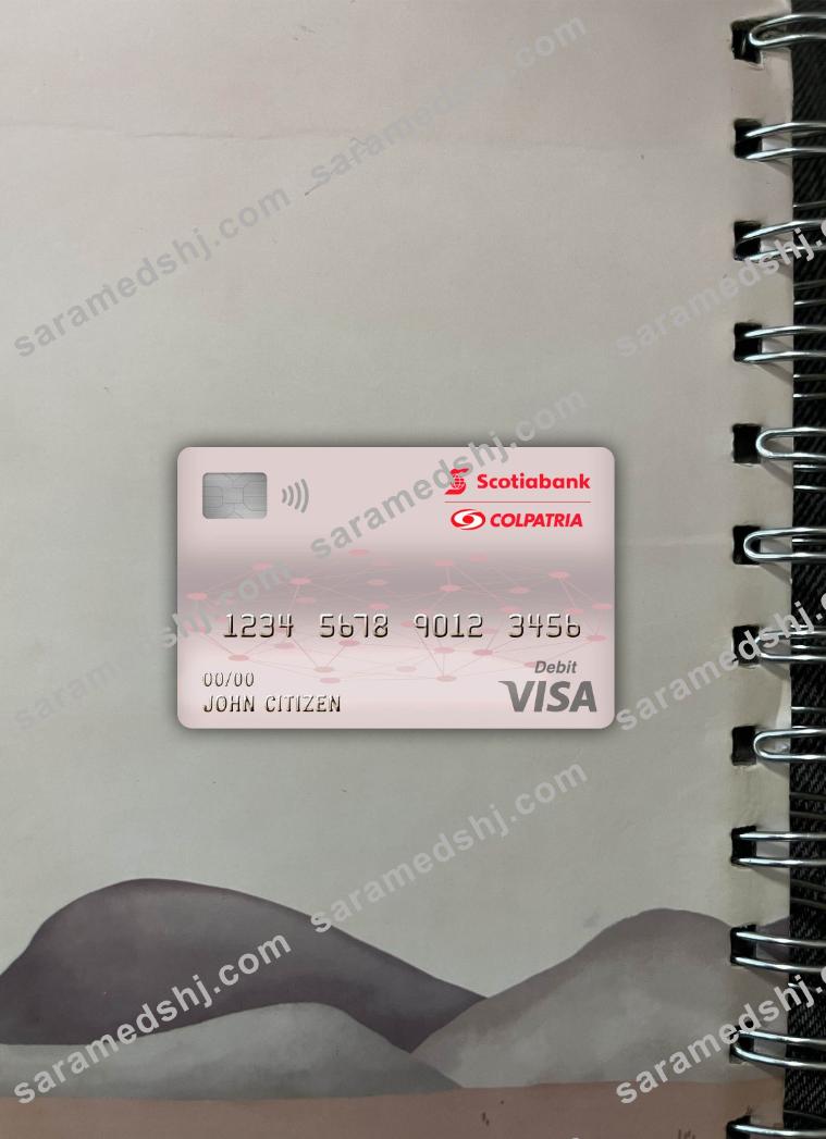 Colombia Scotiabank colpatria bank visa debit card photolook front